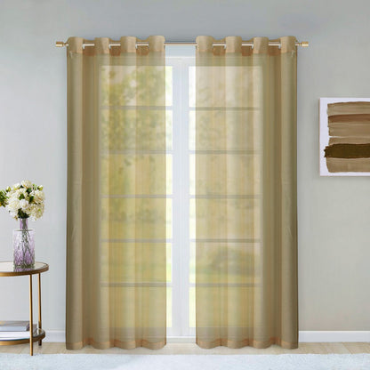 Set of Two 84"  Tan Solid Modern Window Panels-6