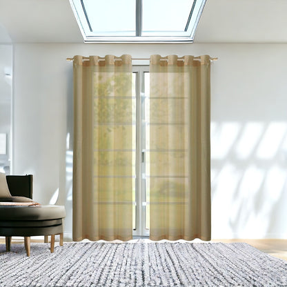 Set of Two 84"  Tan Solid Modern Window Panels-0