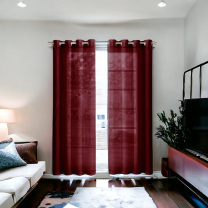 Set of Two 84"  Burgundy Solid Modern Window Panels-7