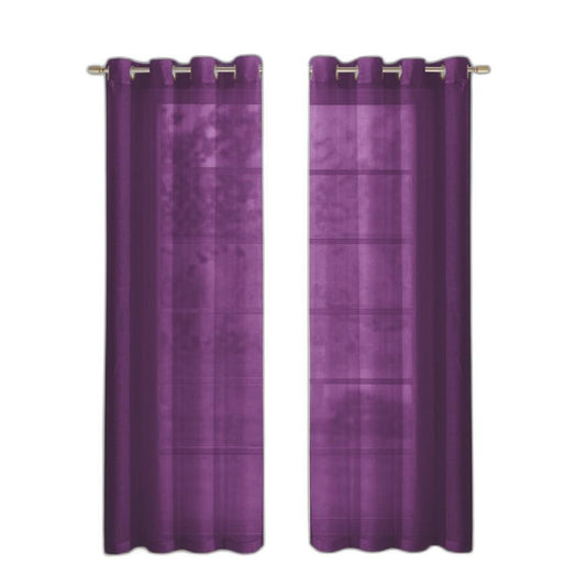 Set of Two 84"  Purple Solid Modern Window Panels-0