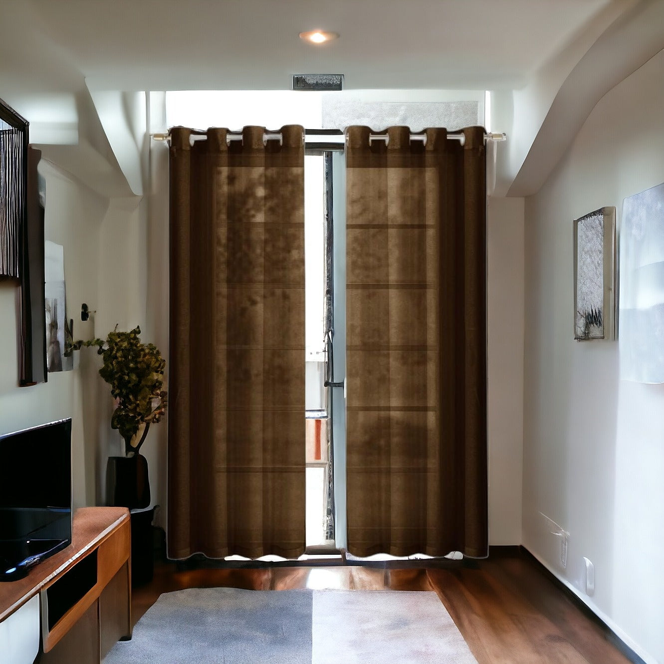 Set of Two 84"  Chocolate Solid Modern Window Panels-7