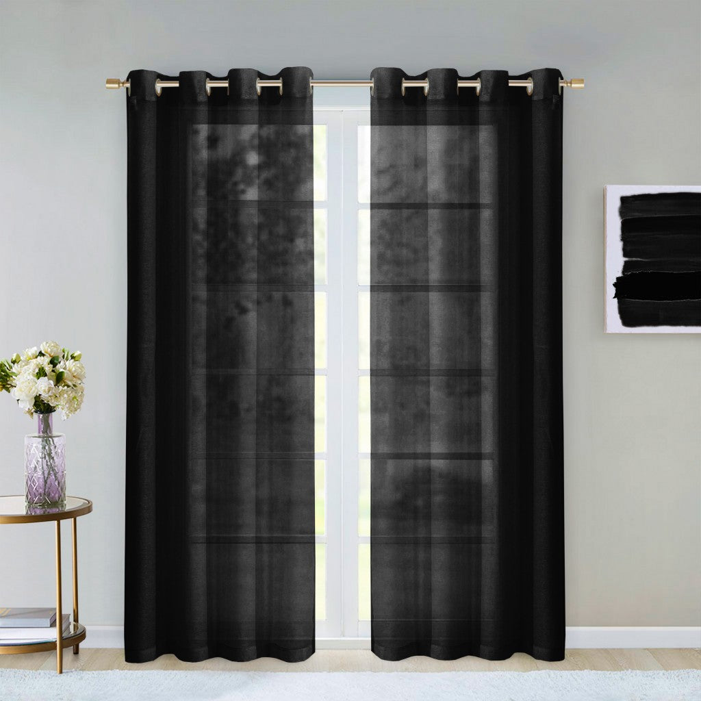Set of Two 84"  Black Solid Modern Window Panels-1