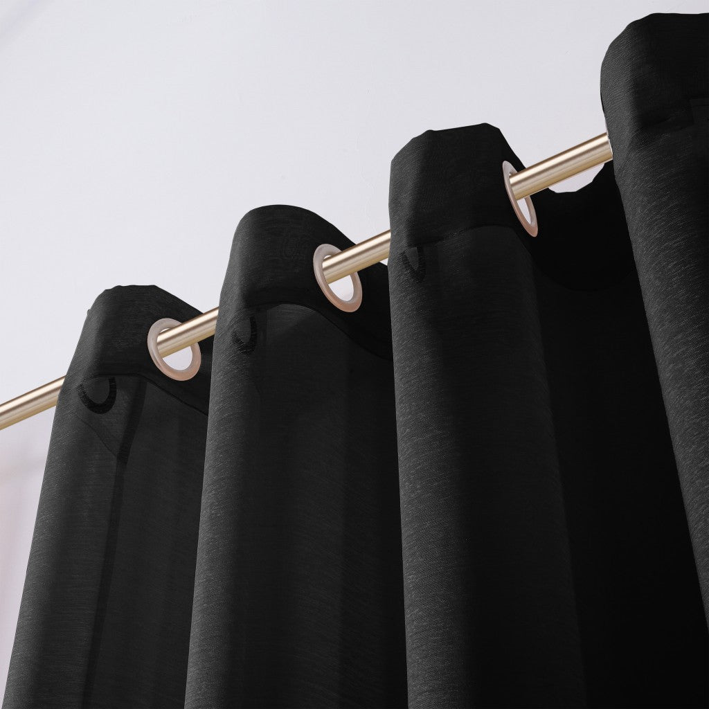 Set of Two 84"  Black Solid Modern Window Panels-2