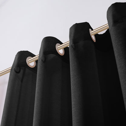 Set of Two 84"  Black Solid Modern Window Panels-2