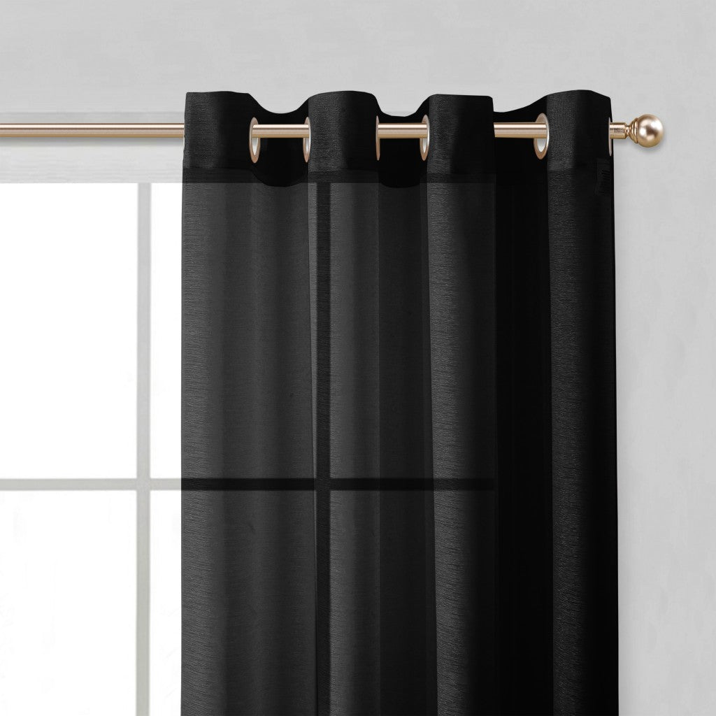 Set of Two 84"  Black Solid Modern Window Panels-3