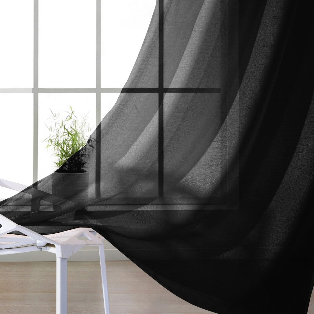 Set of Two 84"  Black Solid Modern Window Panels-4