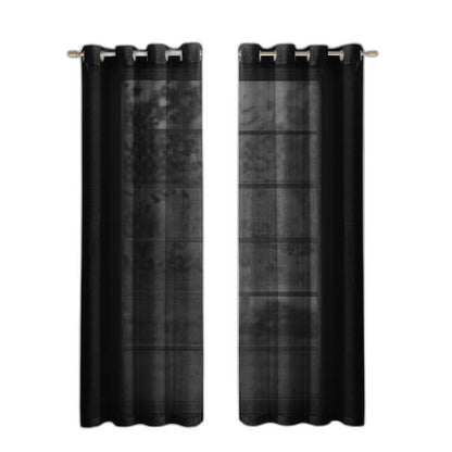 Set of Two 84"  Black Solid Modern Window Panels-0
