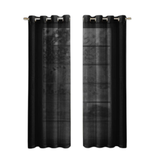 Set of Two 84"  Black Solid Modern Window Panels-0