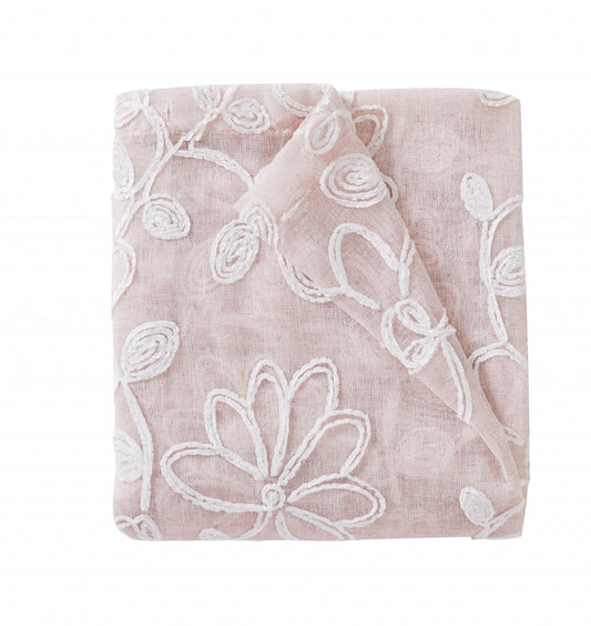 Set of Two 84"  Blush Floral Embroidered Window Panels-0