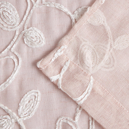 Set of Two 84"  Blush Floral Embroidered Window Panels-6