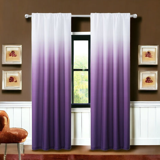 Set of Two 84"  Purple Ombre Window Curtain Panels-0
