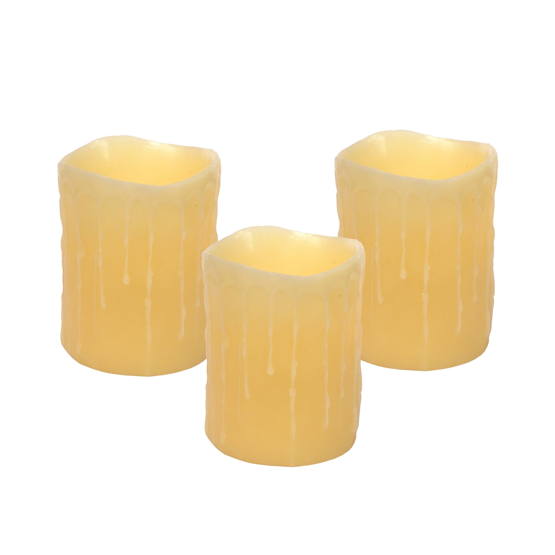 Set of Three Yellow Flameless Pillar Candle-2