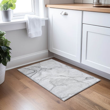 2' X 3' Silver Abstract Washable Non Skid Indoor Outdoor Area Rug-8
