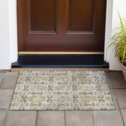 2' X 3' Beige and Gray Floral Medallion Washable Non Skid Indoor Outdoor Area Rug-7