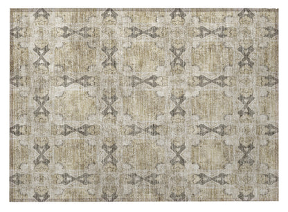 2' X 3' Beige and Gray Floral Medallion Washable Non Skid Indoor Outdoor Area Rug-3