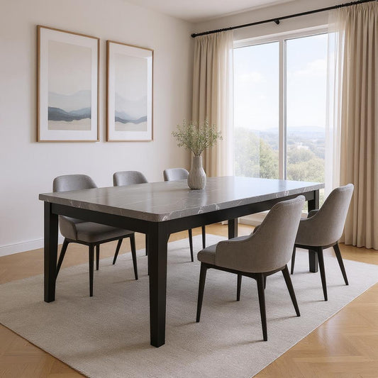 66" Dark Gray Faux Marble and Wood Dining Table-0