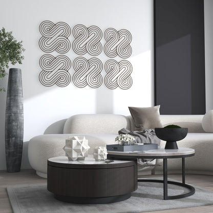 20" X 20" Bronze Metal Abstract Geometric Hanging Dimensional Sculpture-8