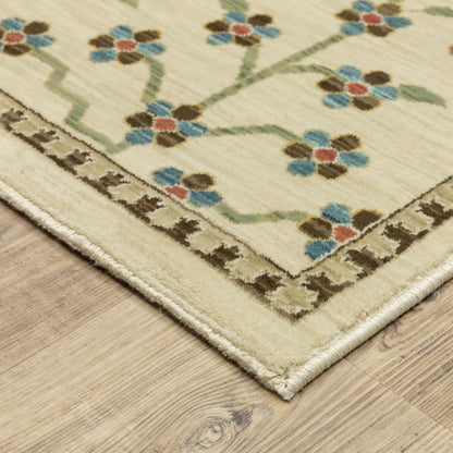 2' X 3' Ivory And Gold Oriental Area Rug With Fringe-8
