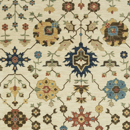 2' X 3' Ivory And Gold Oriental Area Rug With Fringe-6