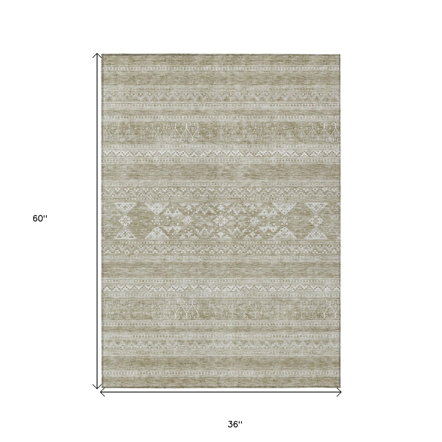 3' X 5' Khaki Taupe And Ivory Southwestern Washable Indoor Outdoor Area Rug-2