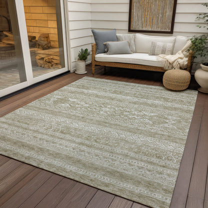 3' X 5' Khaki Taupe And Ivory Southwestern Washable Indoor Outdoor Area Rug-5