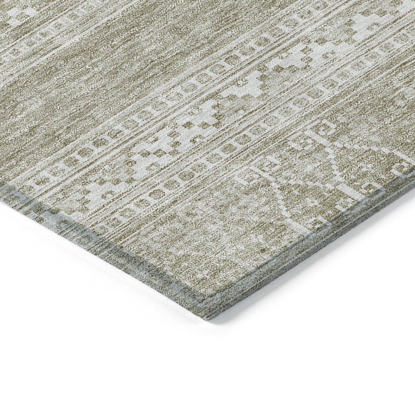 3' X 5' Khaki Taupe And Ivory Southwestern Washable Indoor Outdoor Area Rug-3
