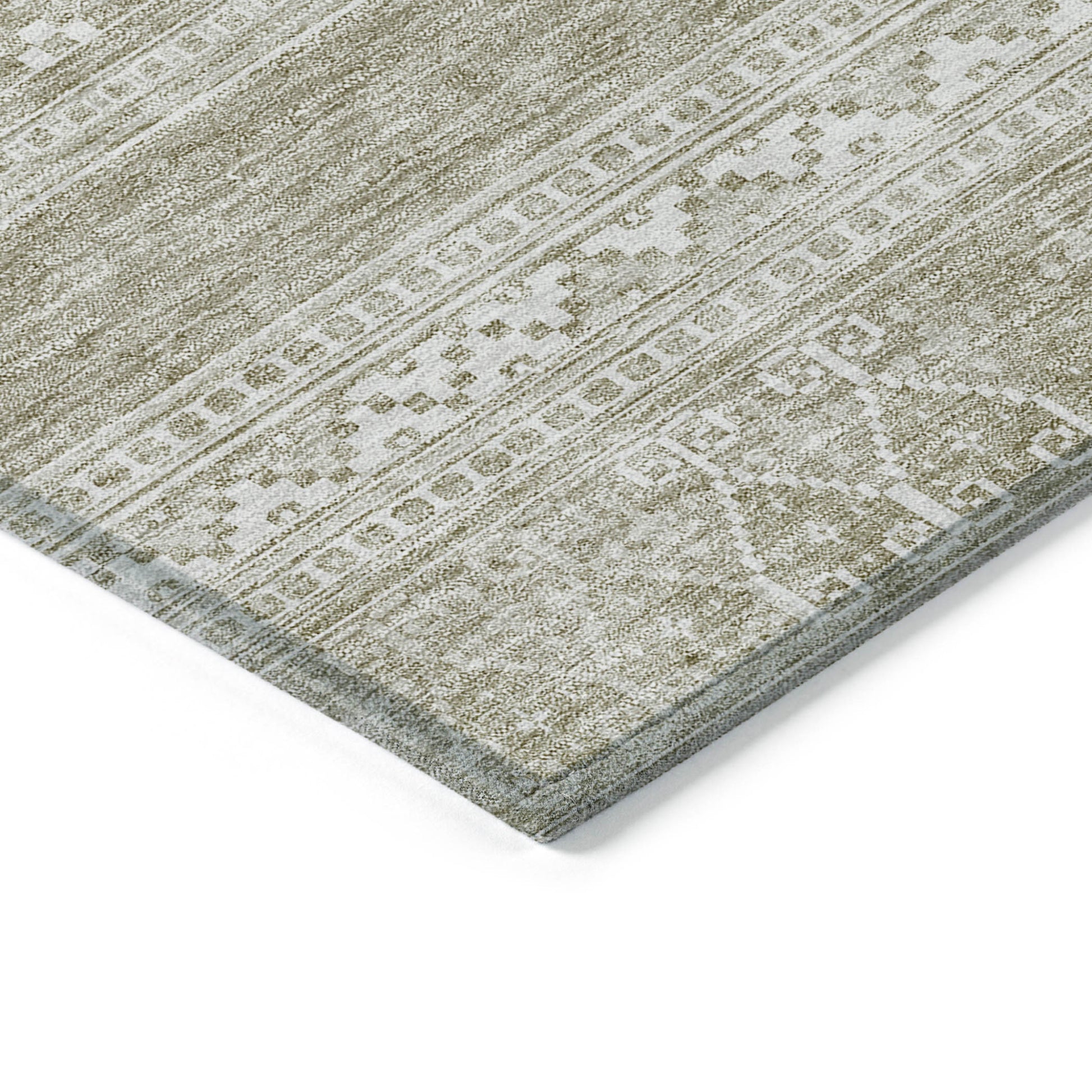 3' X 5' Khaki Taupe And Ivory Southwestern Washable Indoor Outdoor Area Rug-3
