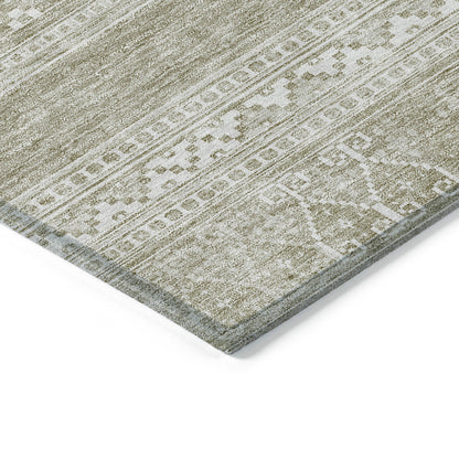 3' X 5' Khaki Taupe And Ivory Southwestern Washable Indoor Outdoor Area Rug-3