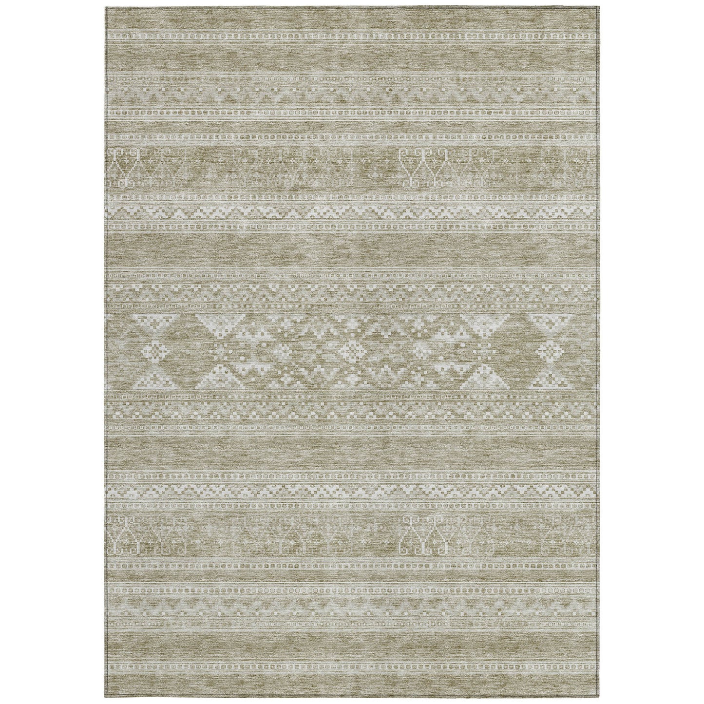 3' X 5' Khaki Taupe And Ivory Southwestern Washable Indoor Outdoor Area Rug-4