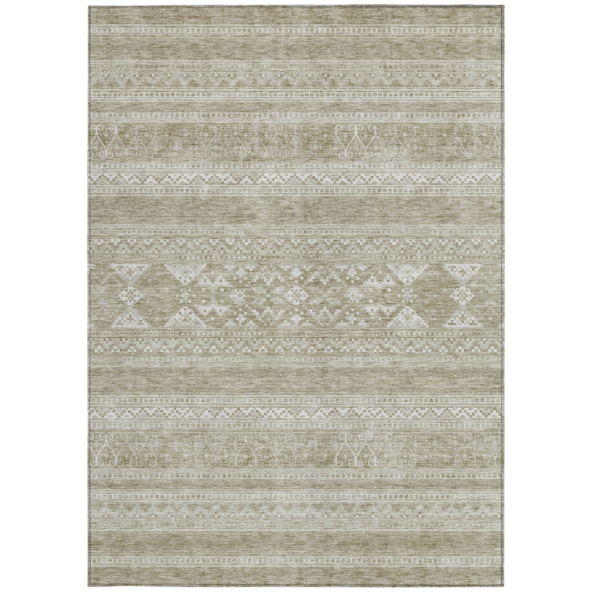 3' X 5' Khaki Taupe And Ivory Southwestern Washable Indoor Outdoor Area Rug-4