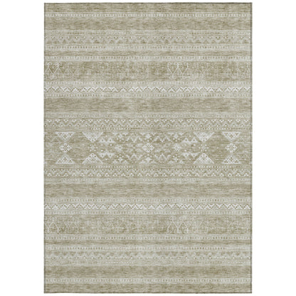 3' X 5' Khaki Taupe And Ivory Southwestern Washable Indoor Outdoor Area Rug-4