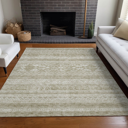 3' X 5' Khaki Taupe And Ivory Southwestern Washable Indoor Outdoor Area Rug-6