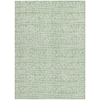 8' X 10' Mint Green Artichoke Green And Ivory Geometric Washable Indoor Outdoor Area Rug-5
