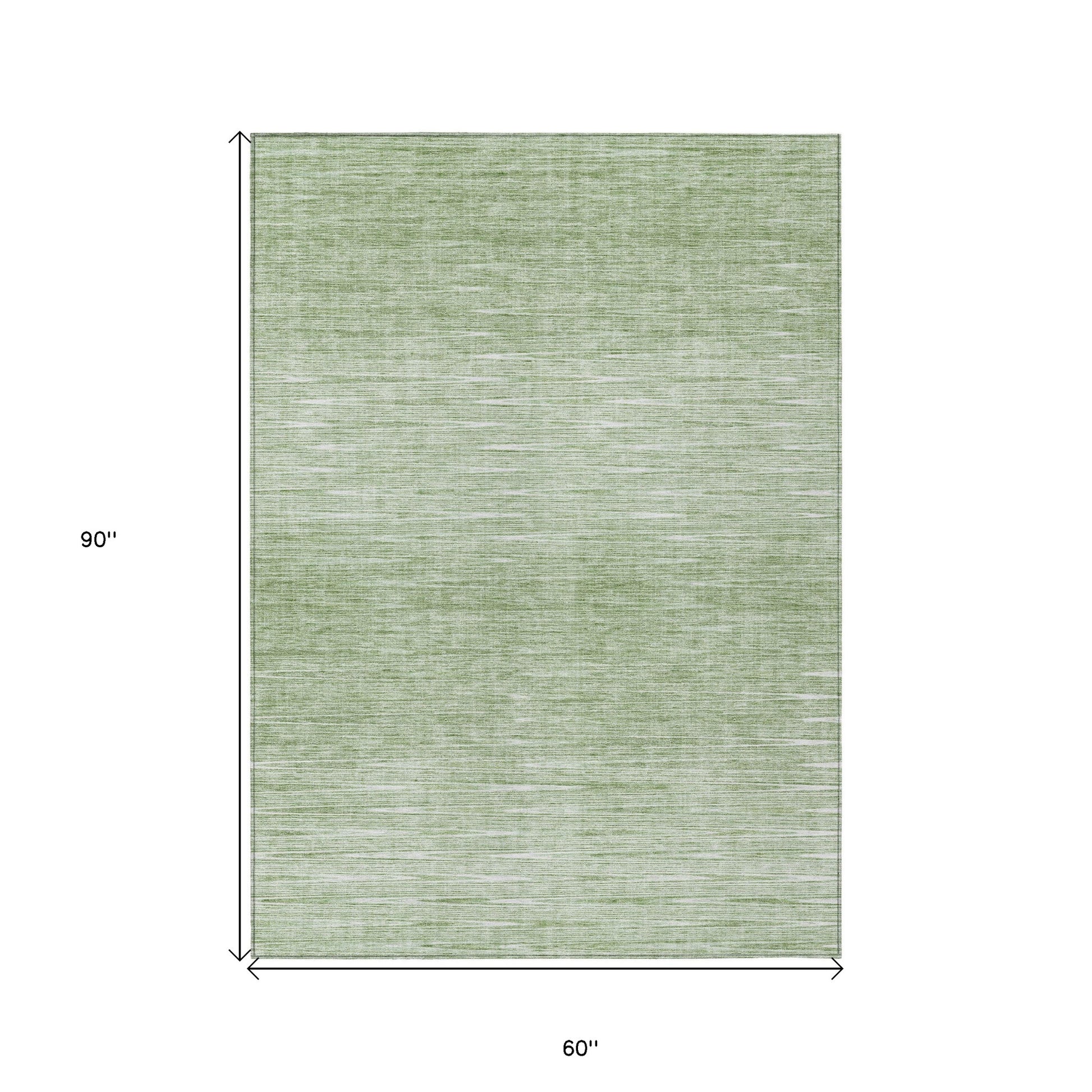 5' X 8' Artichoke Green And Green Abstract Washable Indoor Outdoor Area Rug-2