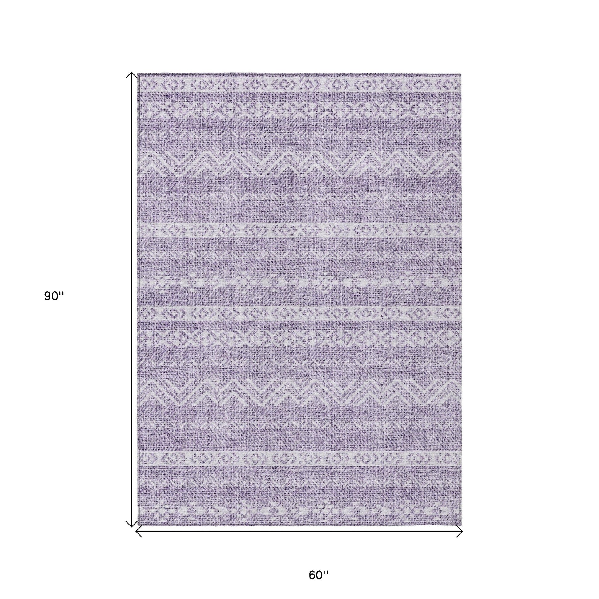 5' X 8' Purple And Lavender Southwestern Washable Indoor Outdoor Area Rug-2