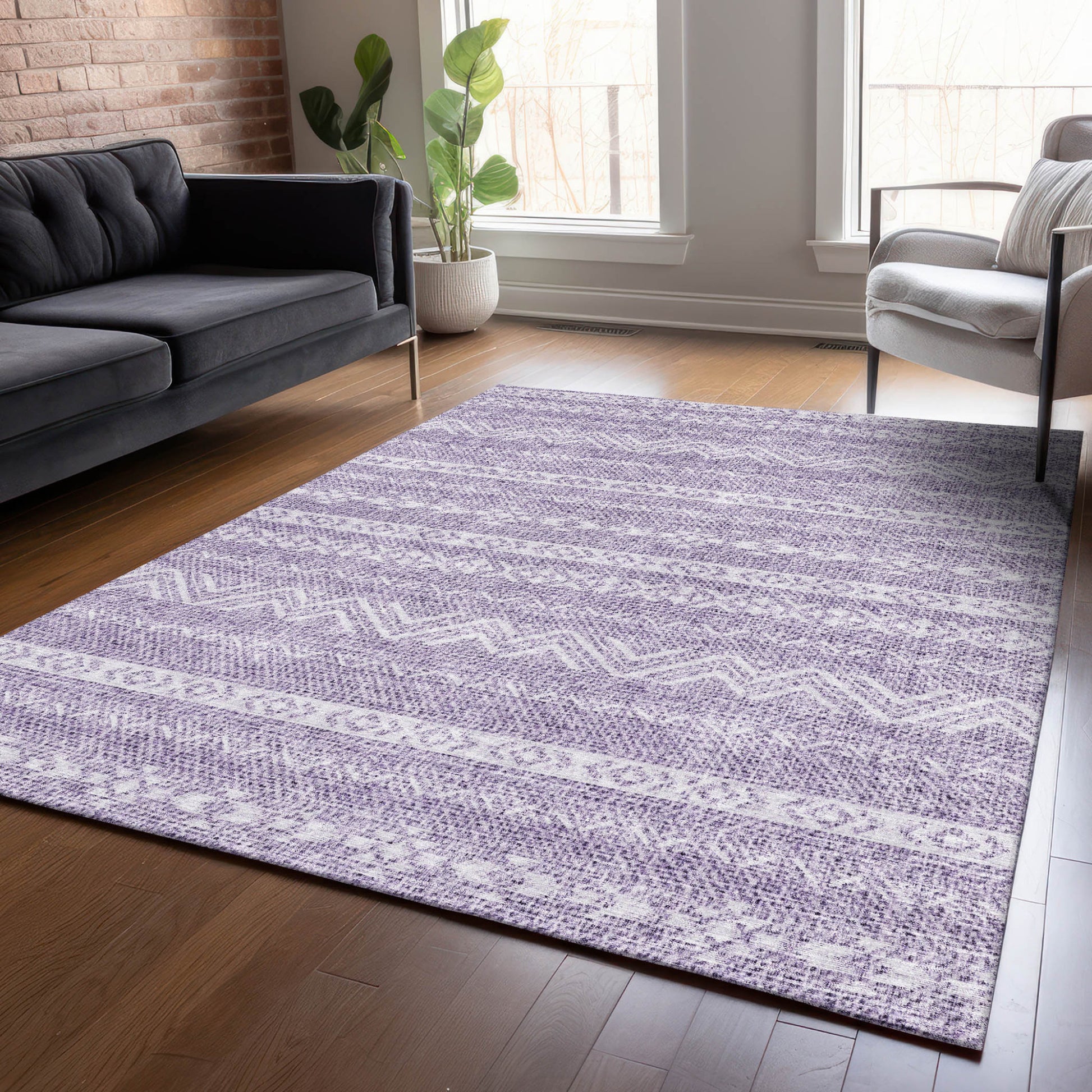 5' X 8' Purple And Lavender Southwestern Washable Indoor Outdoor Area Rug-7