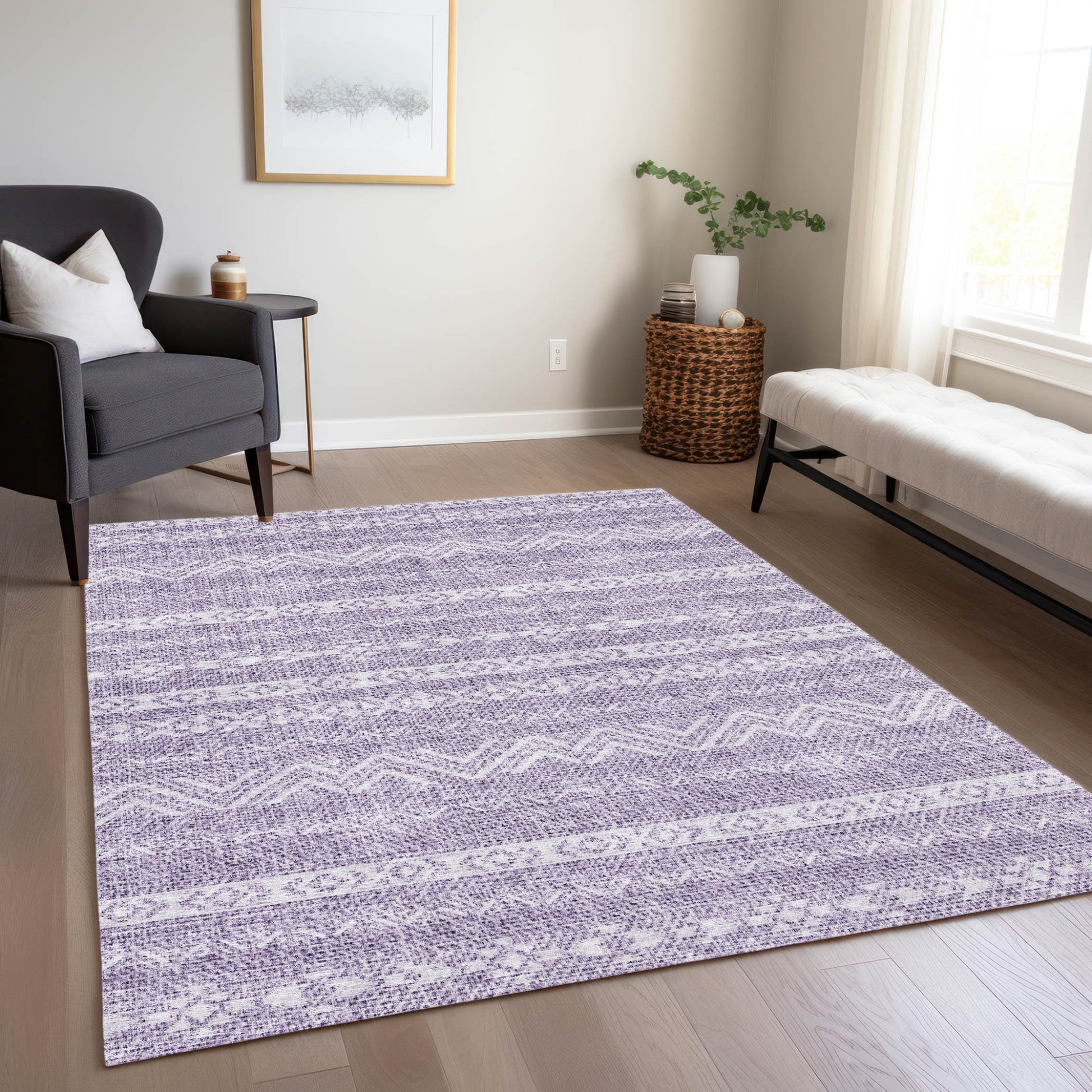 5' X 8' Purple And Lavender Southwestern Washable Indoor Outdoor Area Rug-8