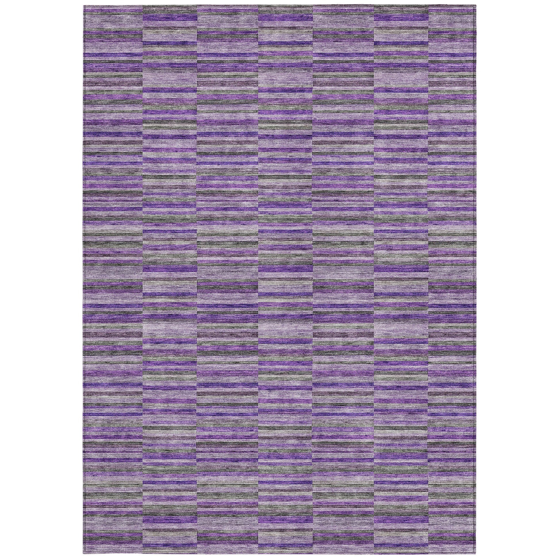 9' X 12' Purple And Lavender Striped Washable Indoor Outdoor Area Rug-6