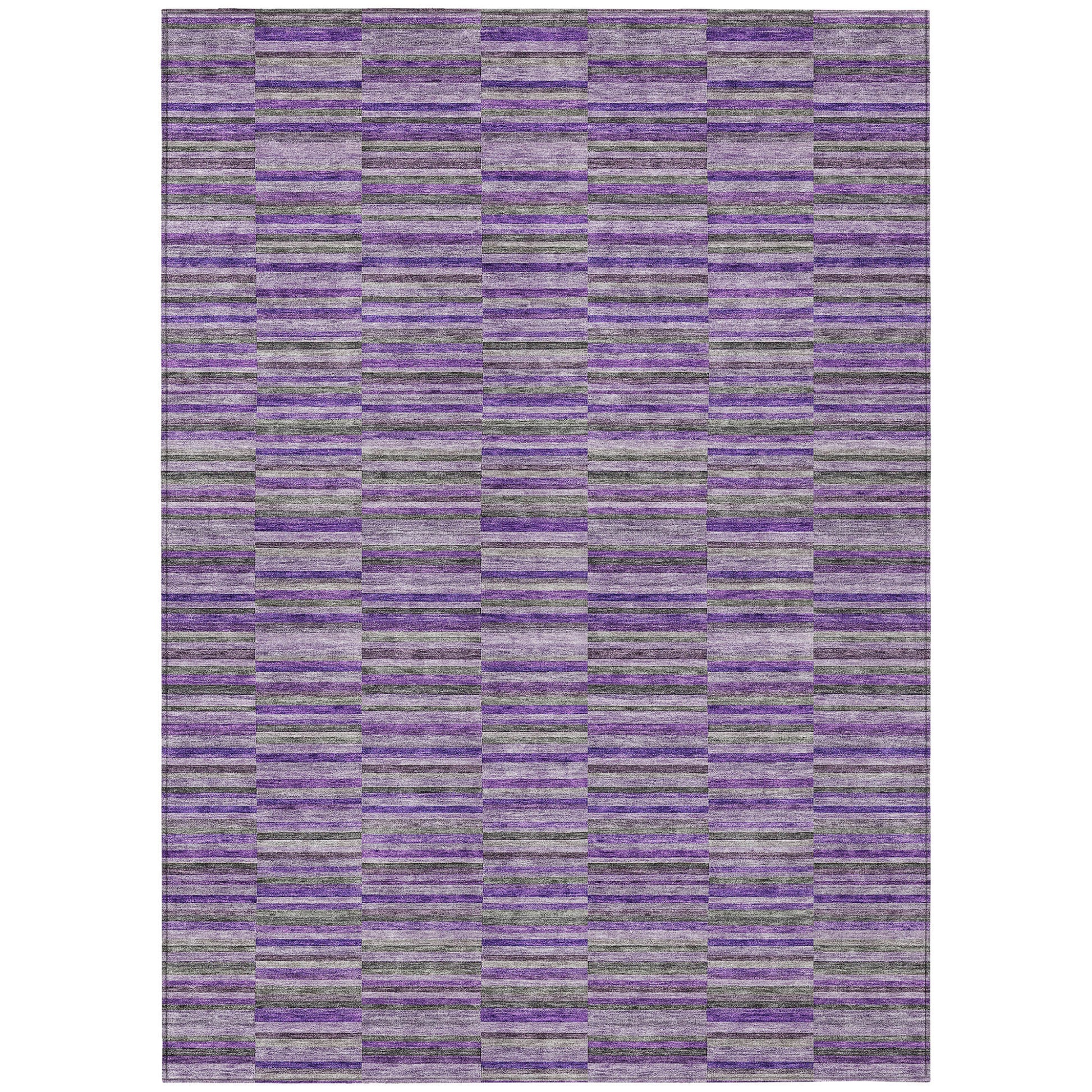 9' X 12' Purple And Lavender Striped Washable Indoor Outdoor Area Rug-1