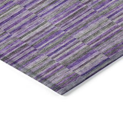9' X 12' Purple And Lavender Striped Washable Indoor Outdoor Area Rug-4