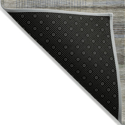 8' X 10' Khaki Tan And Beige Striped Washable Indoor Outdoor Area Rug-3