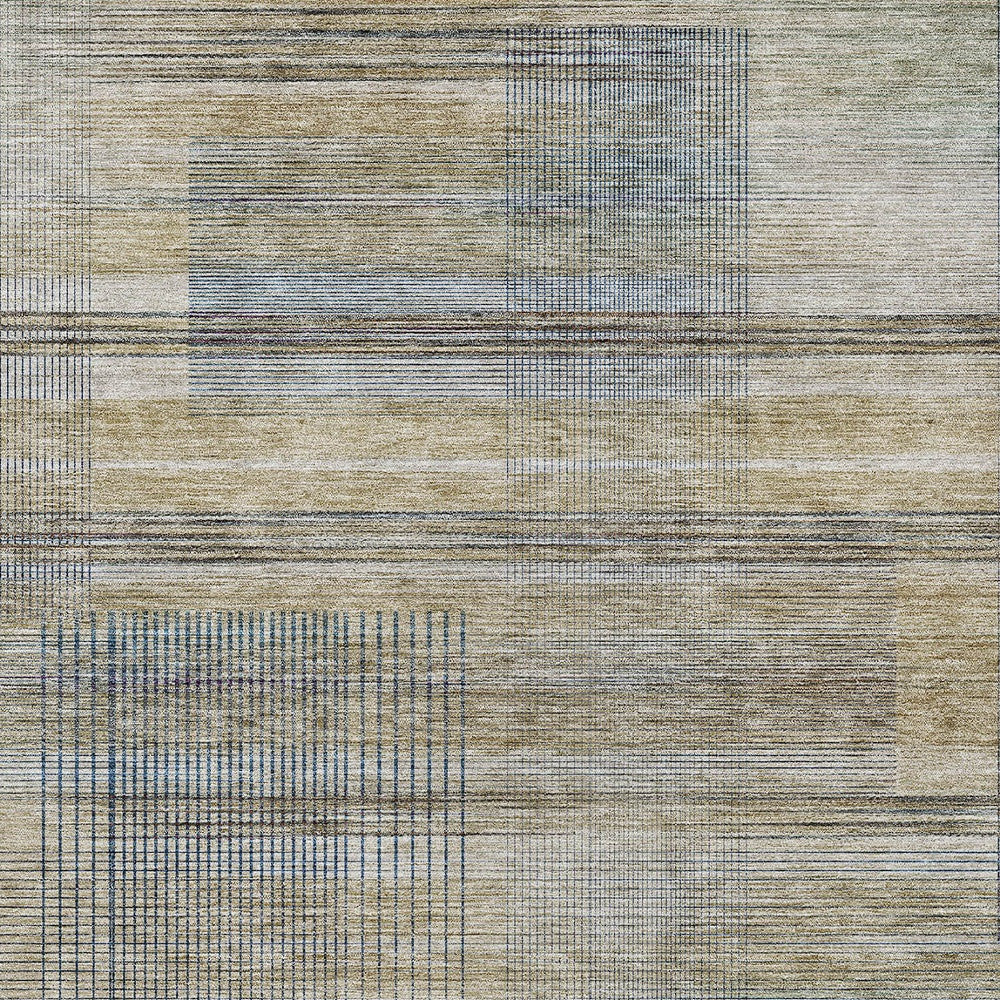 8' X 10' Khaki Tan And Beige Striped Washable Indoor Outdoor Area Rug-5