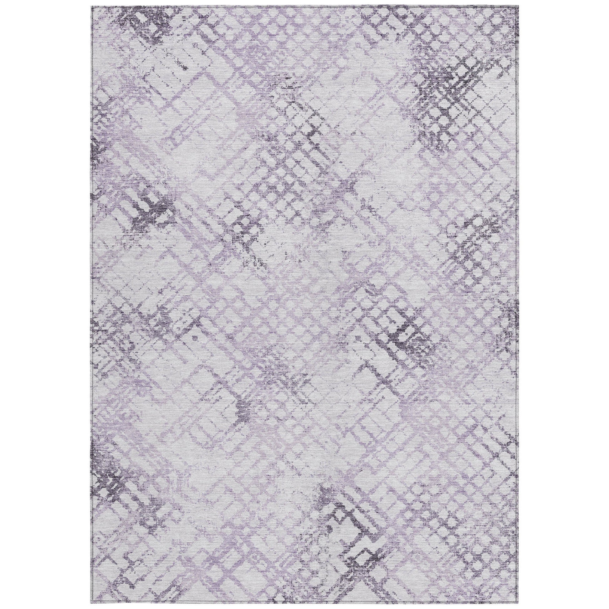 9' X 12' Purple Lavender And Silver Geometric Washable Indoor Outdoor Area Rug-6