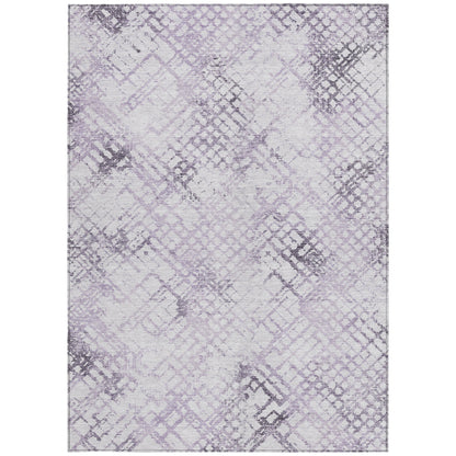 9' X 12' Purple Lavender And Silver Geometric Washable Indoor Outdoor Area Rug-6
