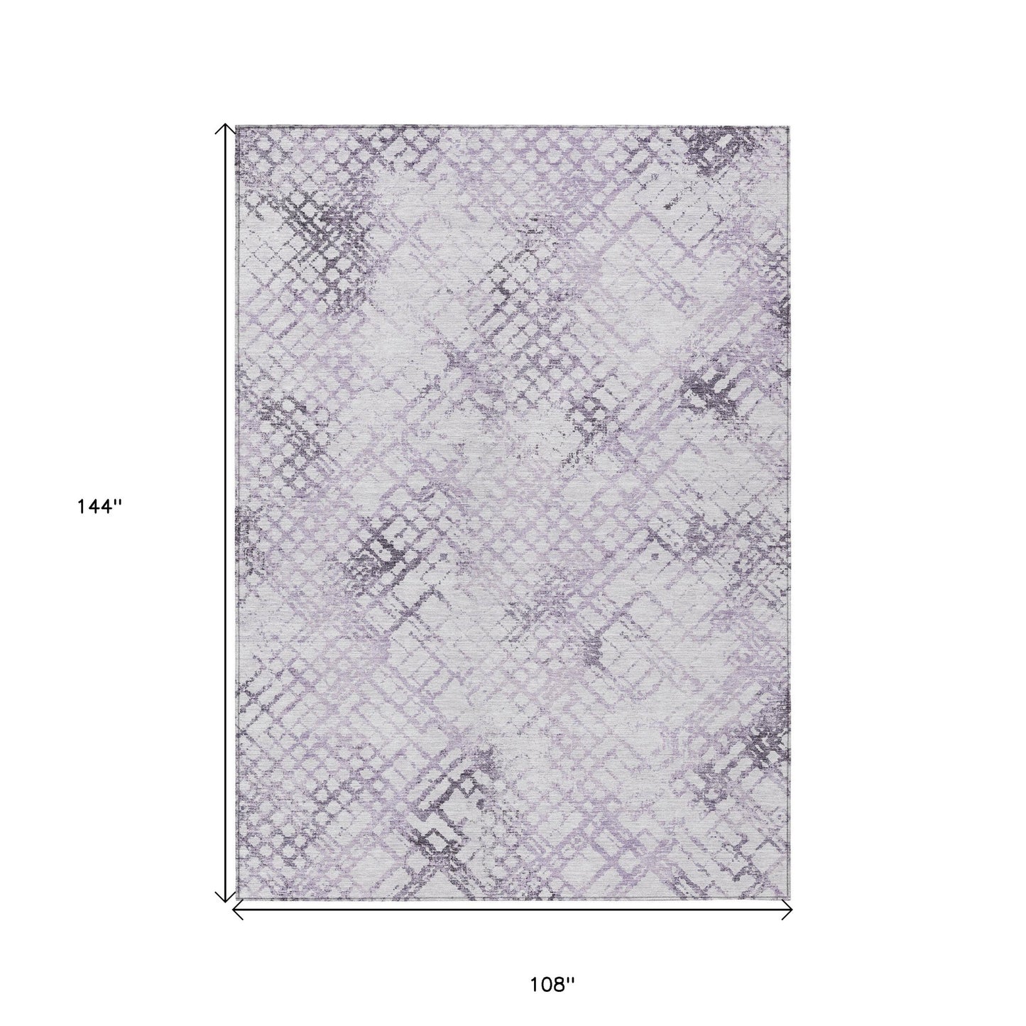 9' X 12' Purple Lavender And Silver Geometric Washable Indoor Outdoor Area Rug-2