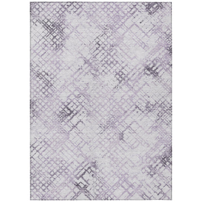9' X 12' Purple Lavender And Silver Geometric Washable Indoor Outdoor Area Rug-1