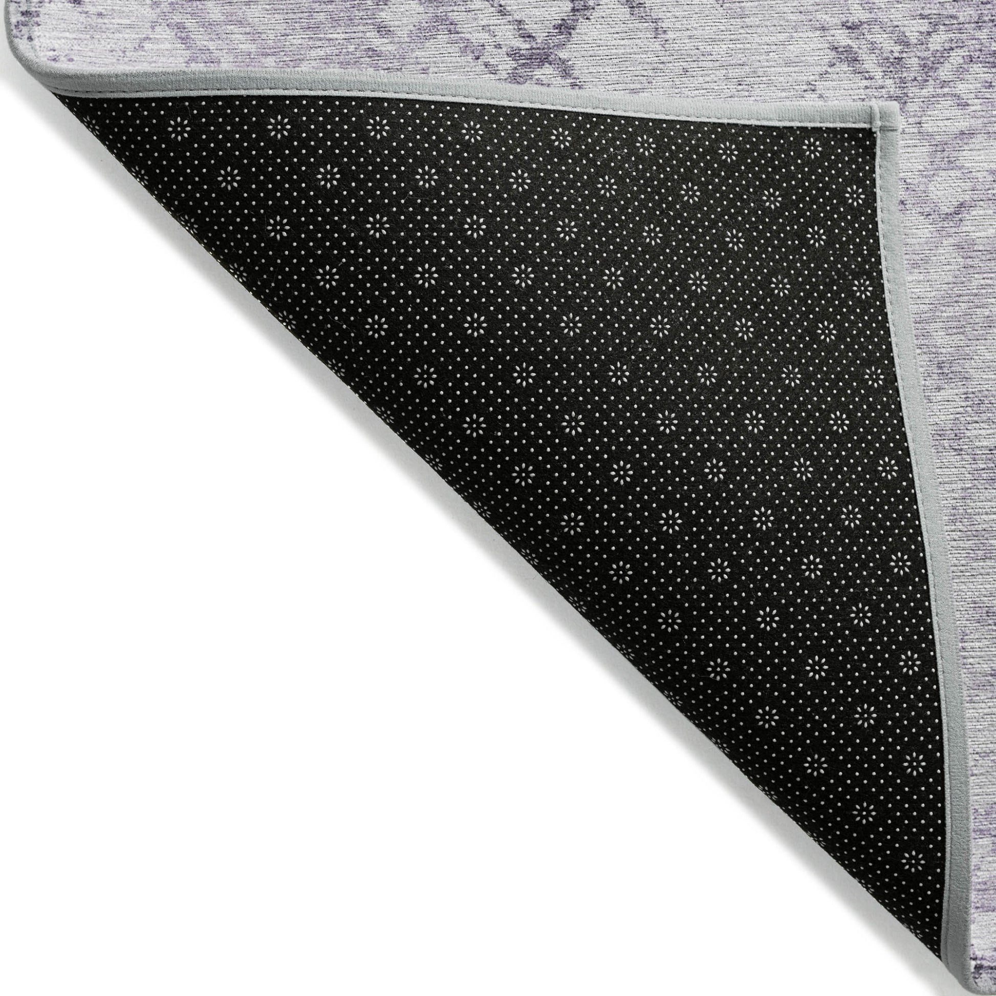 9' X 12' Purple Lavender And Silver Geometric Washable Indoor Outdoor Area Rug-3