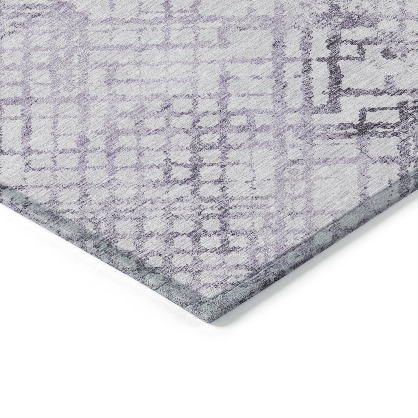 9' X 12' Purple Lavender And Silver Geometric Washable Indoor Outdoor Area Rug-4