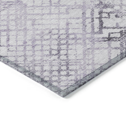 9' X 12' Purple Lavender And Silver Geometric Washable Indoor Outdoor Area Rug-4