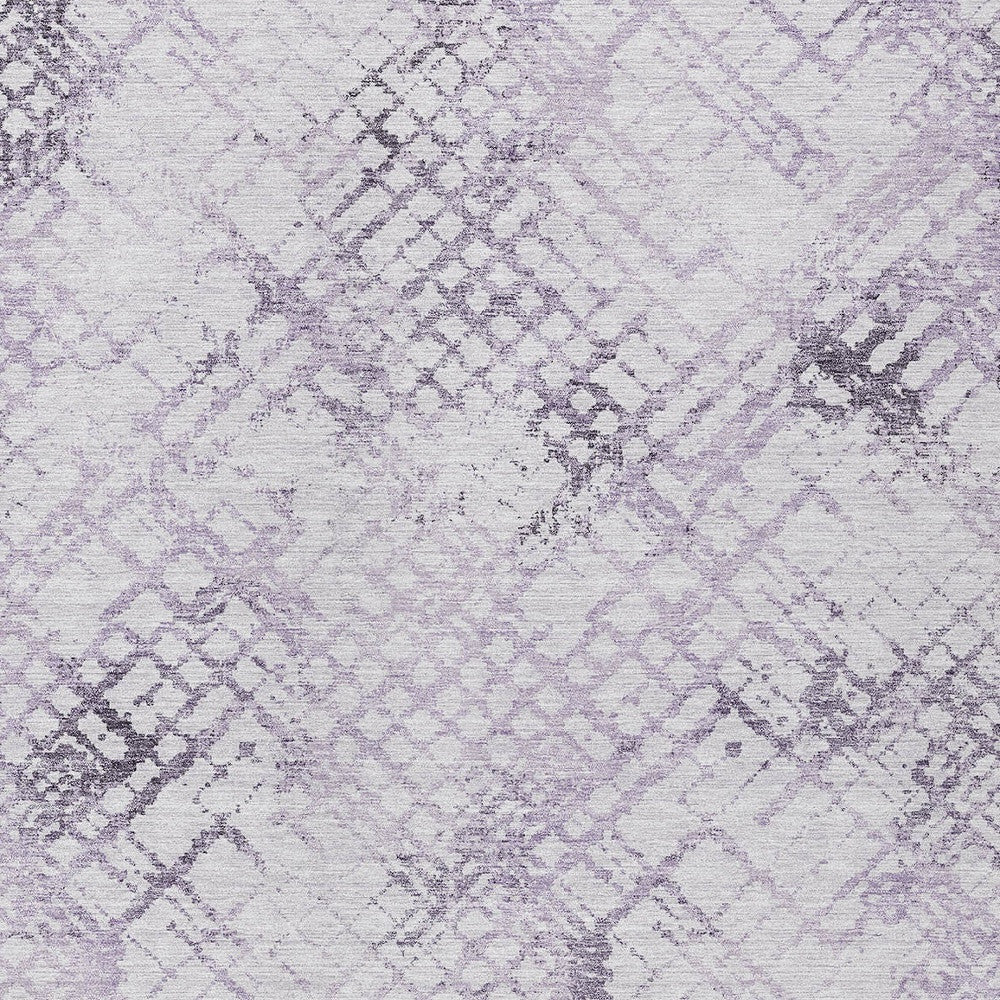 9' X 12' Purple Lavender And Silver Geometric Washable Indoor Outdoor Area Rug-5